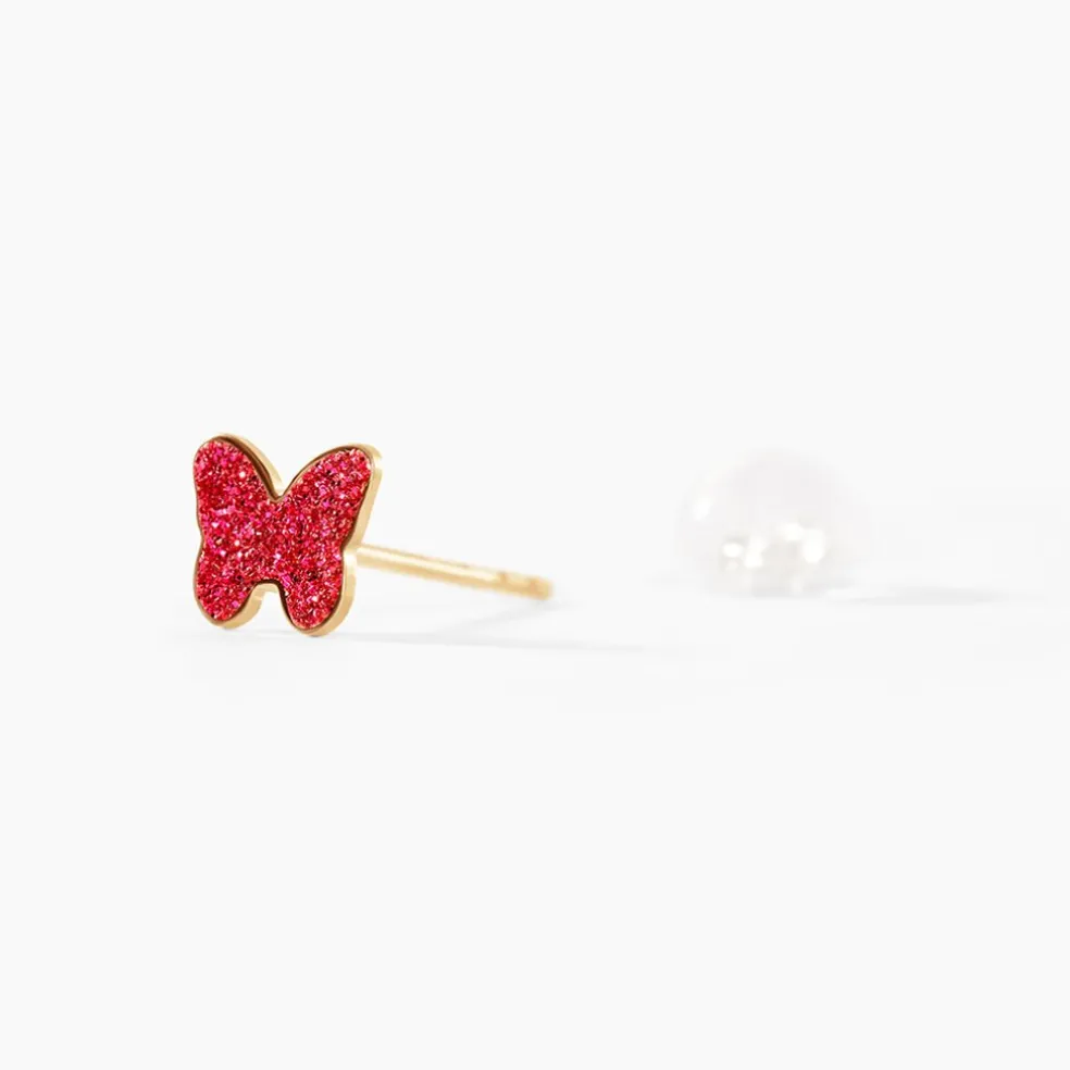 Boucles D'oreilles Puces Solena Papillon Or Jaune
