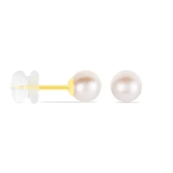 Boucles D'oreilles Puces Suki Or Jaune Perle De Culture