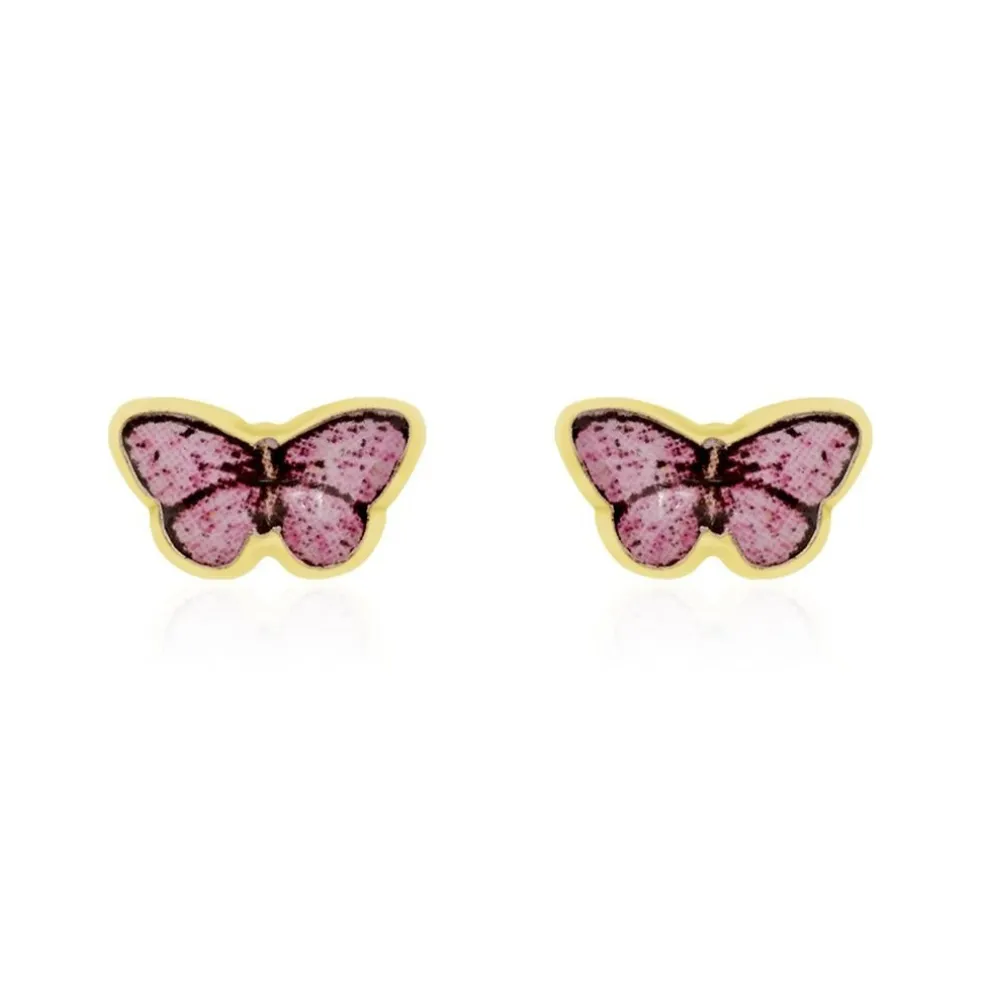 Boucles D'oreilles Puces Sulivia Papillon Or Jaune