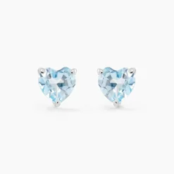 Boucles D'oreilles Puces Salona Or Blanc Topaze
