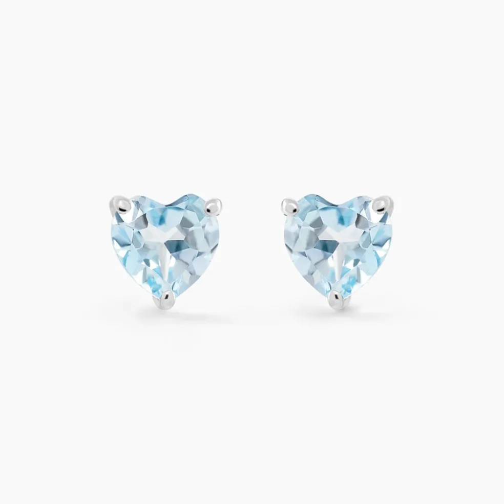 Boucles D'oreilles Puces Salona Or Blanc Topaze