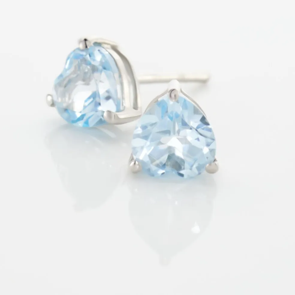 Boucles D'oreilles Puces Salona Or Blanc Topaze