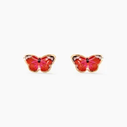 Boucles D'oreilles Puces Sulivia Papillon Or Jaune
