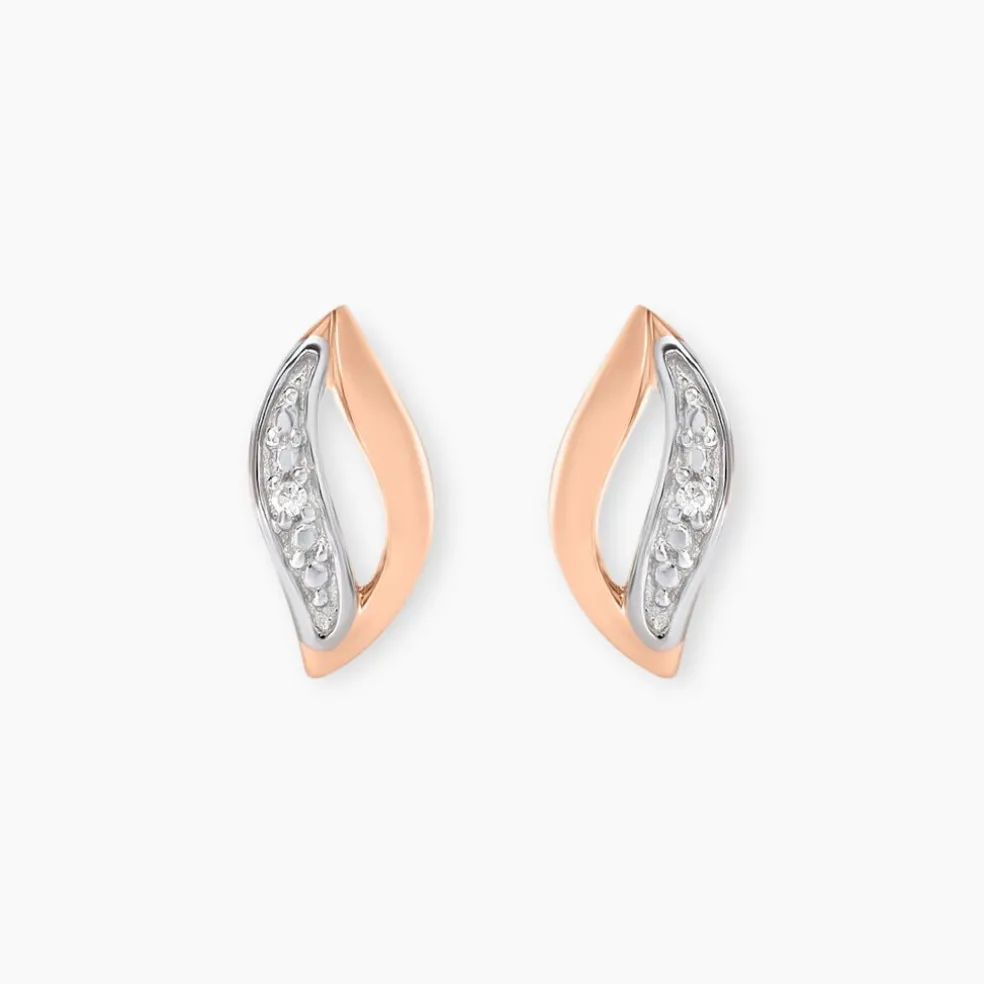 Boucles D'oreilles Puces Smeralda Or Rose Diamant