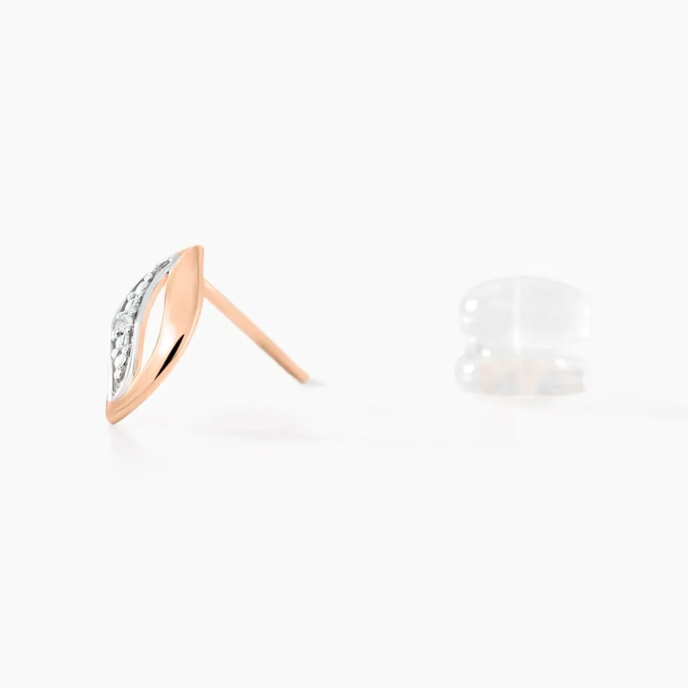 Boucles D'oreilles Puces Smeralda Or Rose Diamant