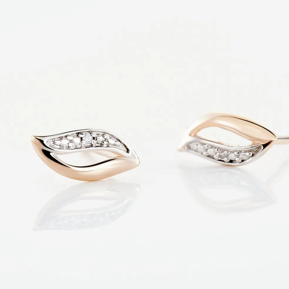 Boucles D'oreilles Puces Smeralda Or Rose Diamant
