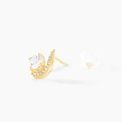 Boucles D'oreilles Puces Sevde Or Jaune Oxyde De Zirconium