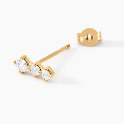 Boucles D'oreilles Puces Tryphena Or Jaune Diamant Synthétique