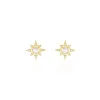 Boucles D'oreilles Puces Terry Or Jaune Calcedoine Et Oxyde