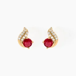 Boucles D'oreilles Puces Tyana Plaqué Or Jaune Oxyde De Zirconium