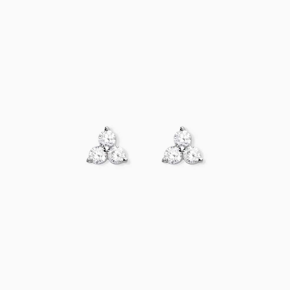 Boucles D'oreilles Puces Thylane Argent Blanc Oxyde De Zirconium