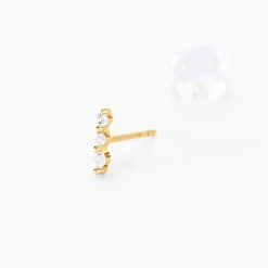 Boucles D'oreilles Puces Tria Or Jaune Oxyde De Zirconium