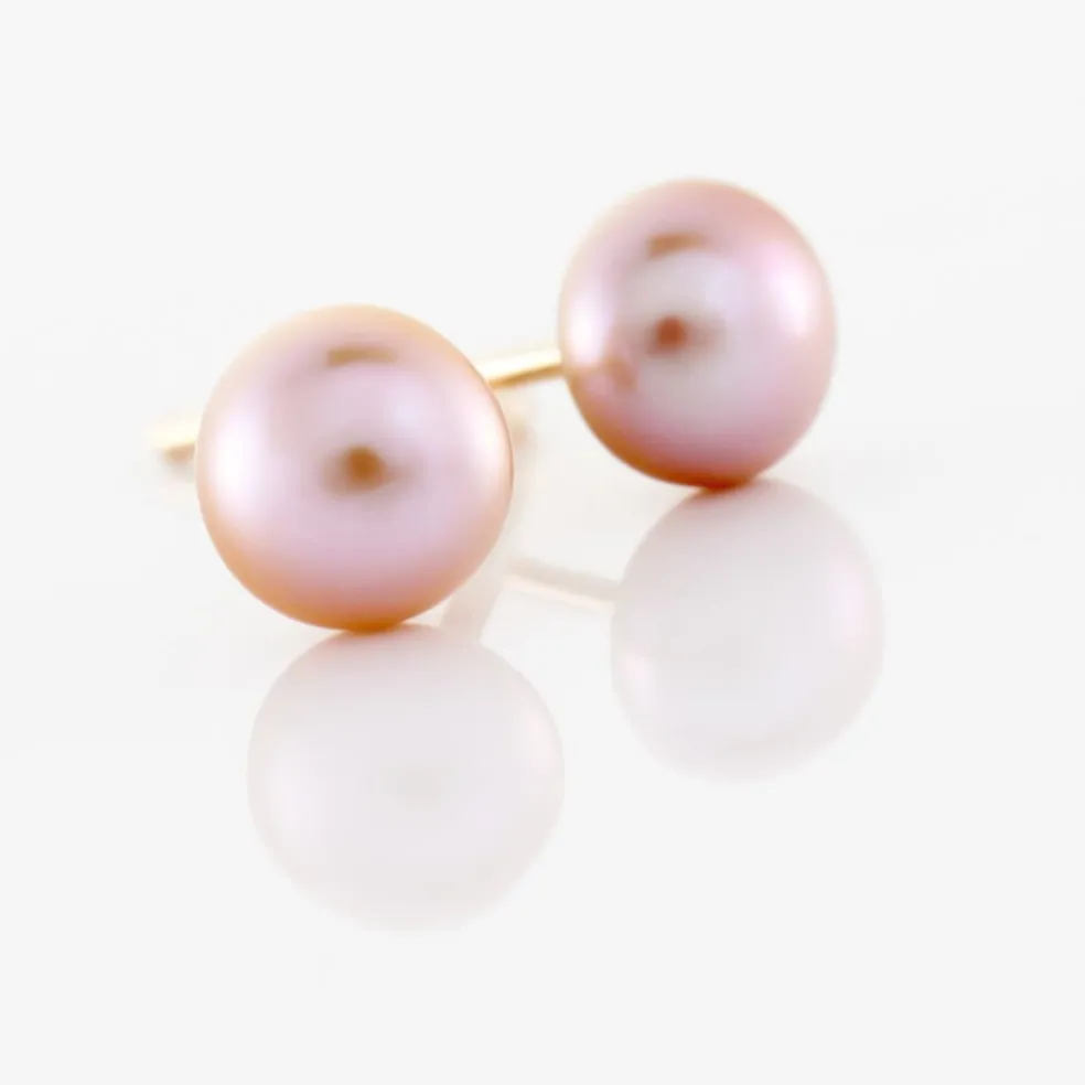 Boucles D'oreilles Puces Ursulina Or Jaune Perle De Culture