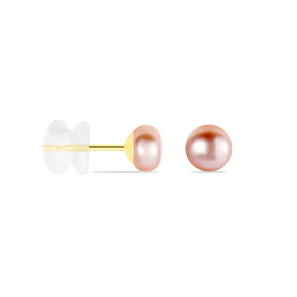 Boucles D'oreilles Puces Ursulina Or Jaune Perle De Culture