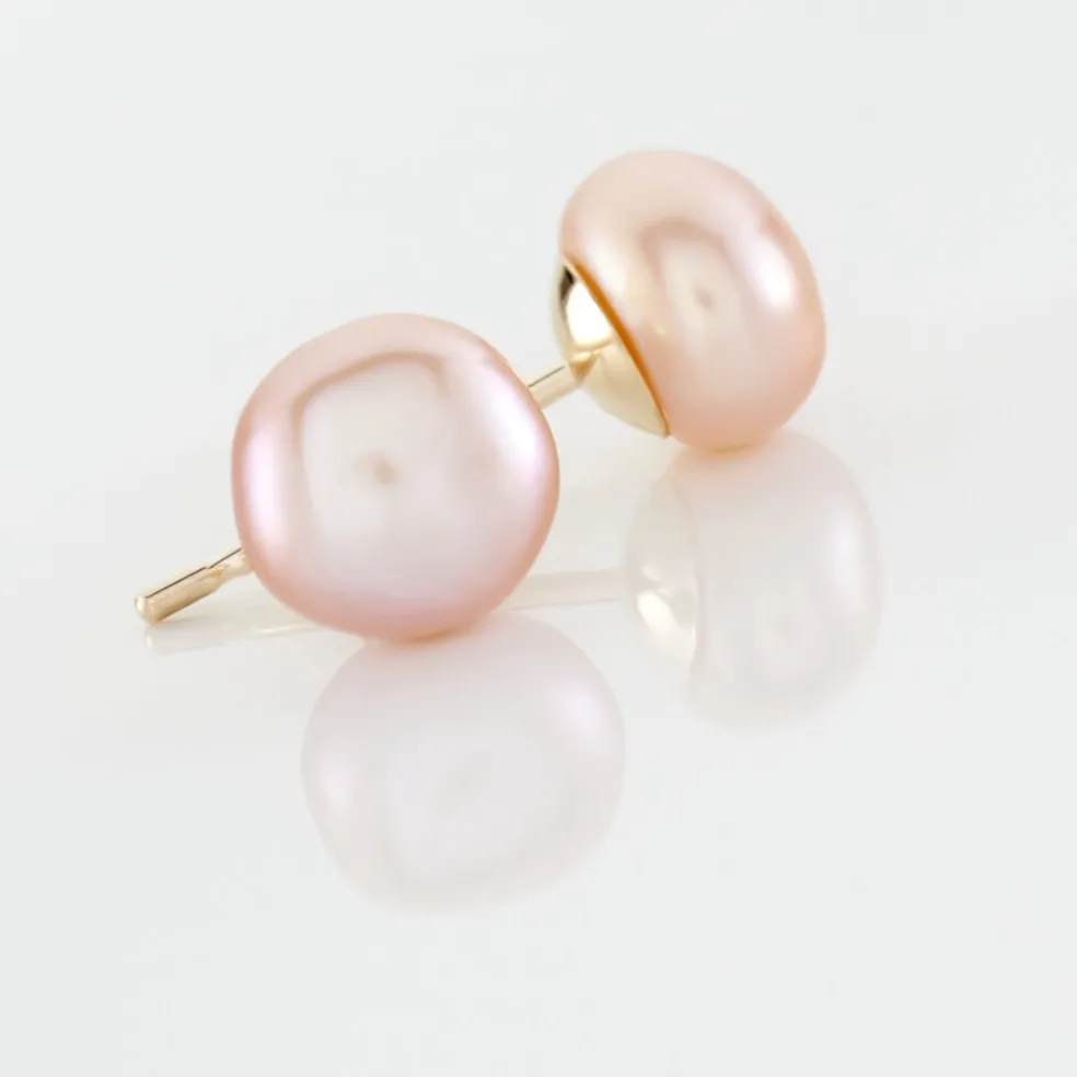 Boucles D'oreilles Puces Ursulina Or Jaune Perle De Culture
