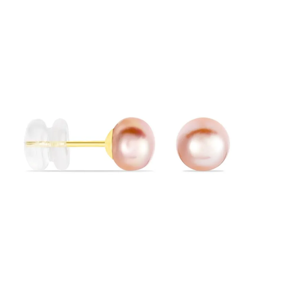 Boucles D'oreilles Puces Ursulina Or Jaune Perle De Culture