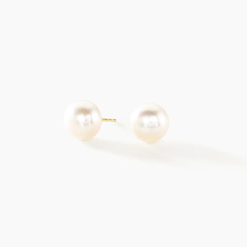 Boucles D'oreilles Puces Ursulina Or Jaune Perle De Culture