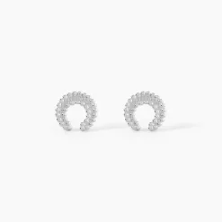 Boucles D'oreilles Puces Vaea Argent Blanc
