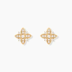 Boucles D'oreilles Puces Vaiana Plaqué Or Jaune Oxyde De Zirconium