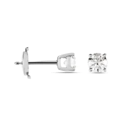 Boucles D'oreilles Puces Victoria Or Blanc Diamant