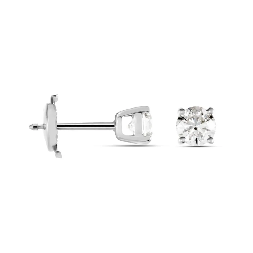 Boucles D'oreilles Puces Victoria Or Blanc Diamant