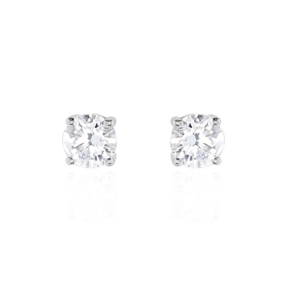 Boucles D'oreilles Puces Victoria Platine Blanc Diamant
