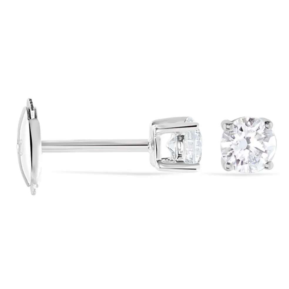 Boucles D'oreilles Puces Victoria Platine Blanc Diamant