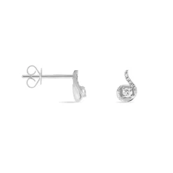 Boucles D'oreilles Puces Vrille Accompagnee Or Blanc Diamant