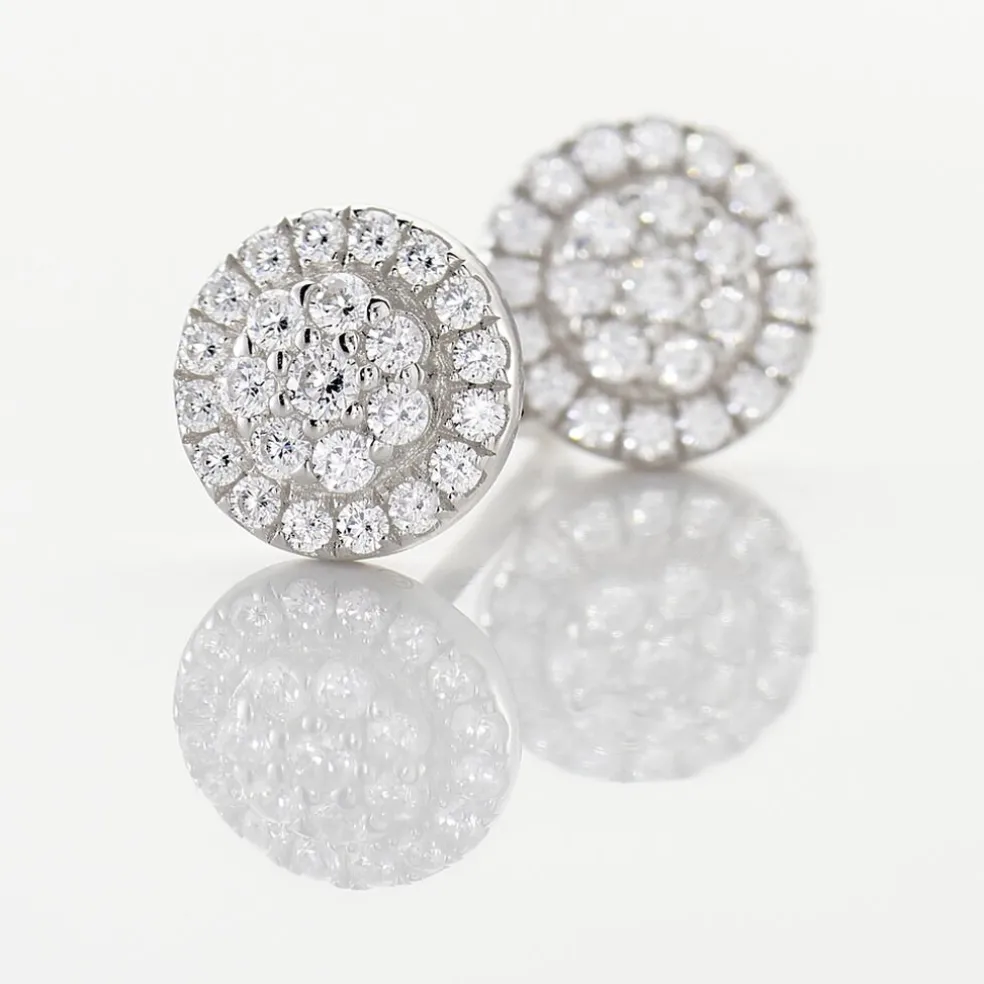 Boucles D'oreilles Puces Verane Argent Blanc Oxyde De Zirconium