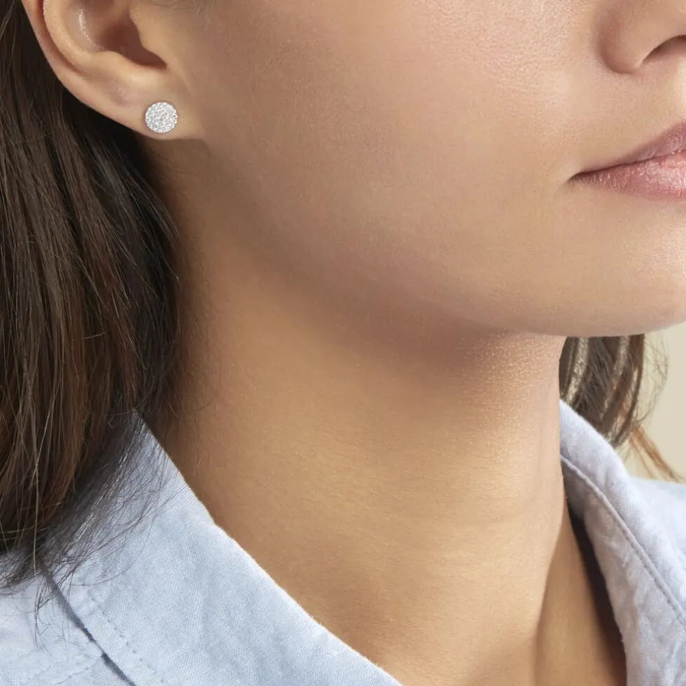 Boucles D'oreilles Puces Verane Argent Blanc Oxyde De Zirconium