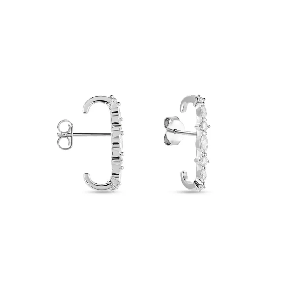 Boucles D'oreilles Puces Winter Sweetness Argent Blanc Oxyde