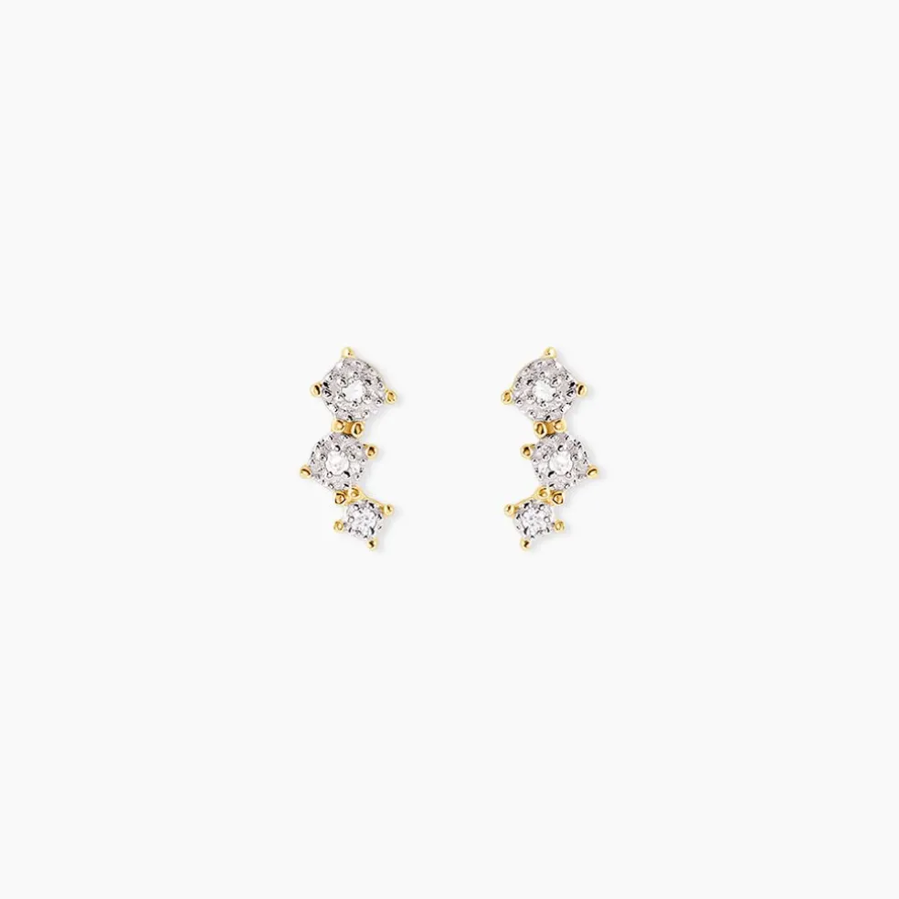 Boucles D'oreilles Puces Xene Or Jaune Diamant