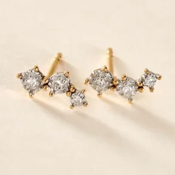 Boucles D'oreilles Puces Xene Or Jaune Diamant
