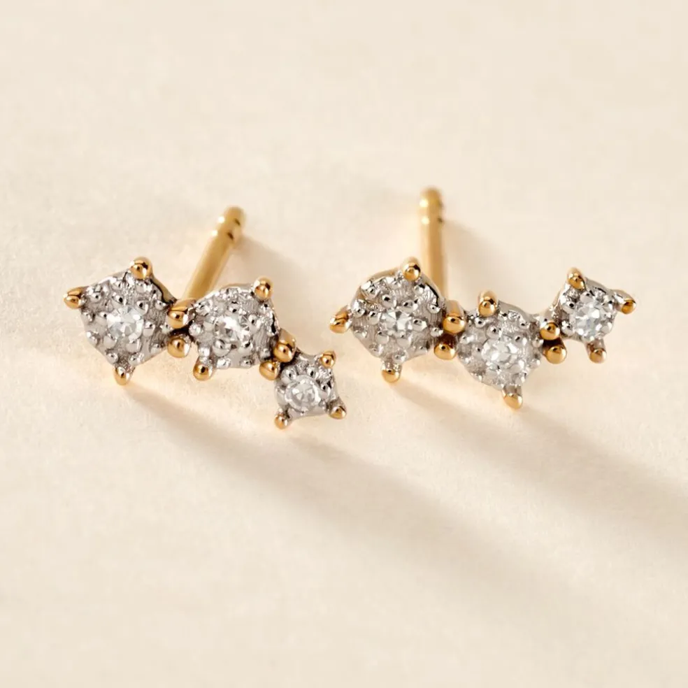 Boucles D'oreilles Puces Xene Or Jaune Diamant