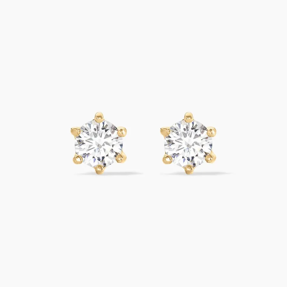 Boucles D'oreilles Puces Yléna Plaqué Or Jaune Oxyde De Zirconium