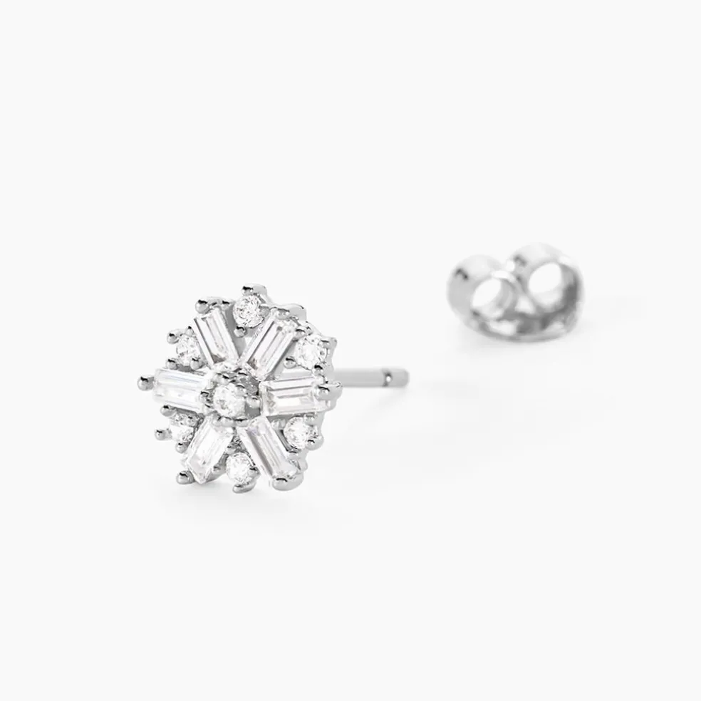 Boucles D'oreilles Puces Ysatis Argent Blanc Oxyde De Zirconium