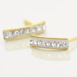 Boucles D'oreilles Puces Youssa Barrettes Or Jaune Strass