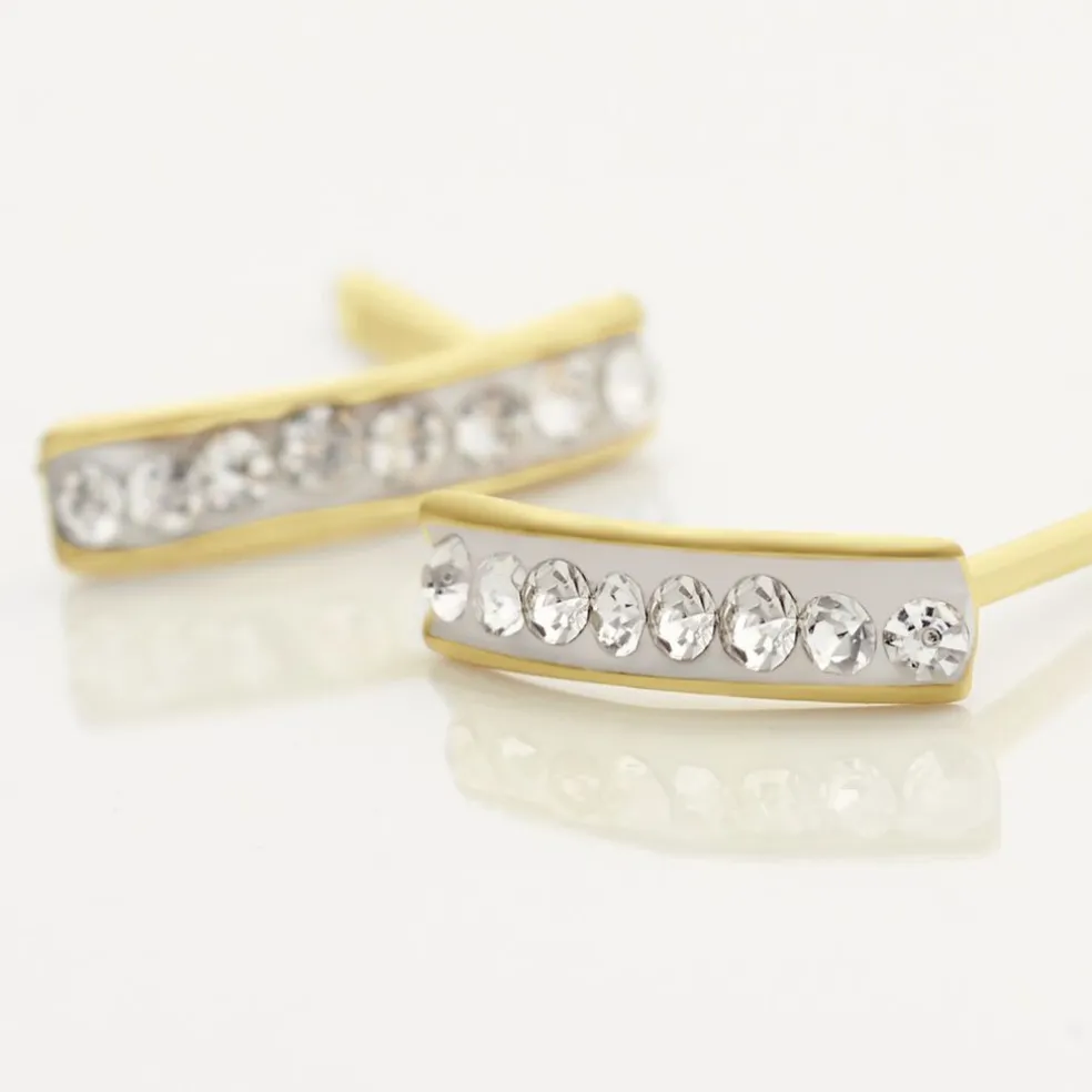 Boucles D'oreilles Puces Youssa Barrettes Or Jaune Strass