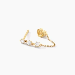 Boucles D'oreilles Puces Yale Or Jaune Diamant Synthétique