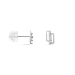Boucles D'oreilles Puces Youssa Barrettes Or Blanc Oxyde De Zirconium