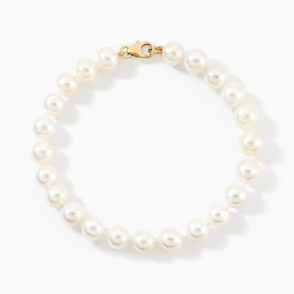 Bracelet Akoya Or Jaune Perle De Culture D'akoya