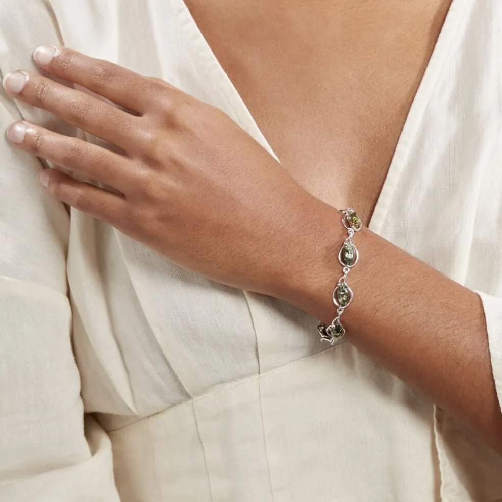 Bracelet Argent Blanc Marie-pauline Ambre