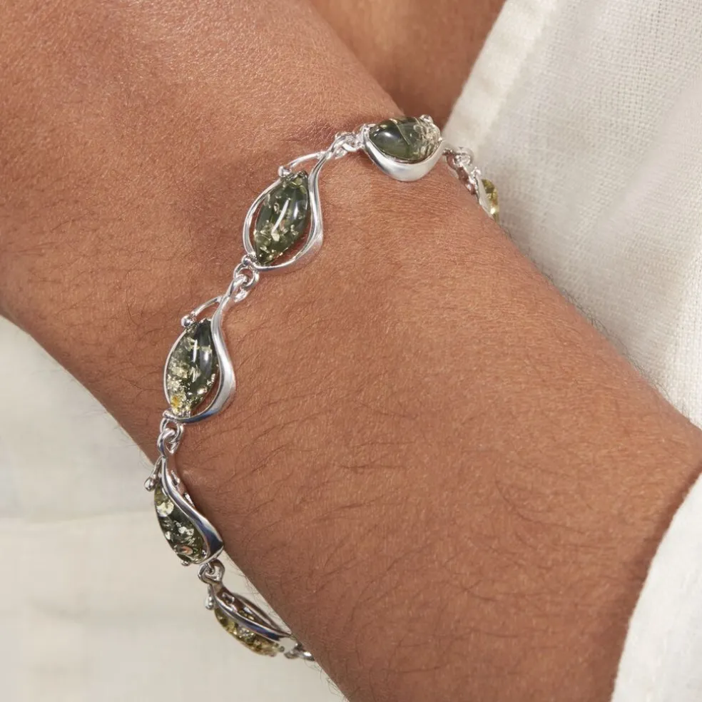 Bracelet Argent Blanc Marie-pauline Ambre