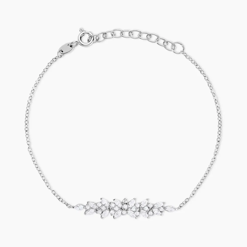 Bracelet Argent Blanc Precieux Flocon Oxyde De Zirconium