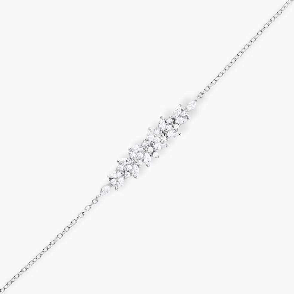 Bracelet Argent Blanc Precieux Flocon Oxyde De Zirconium