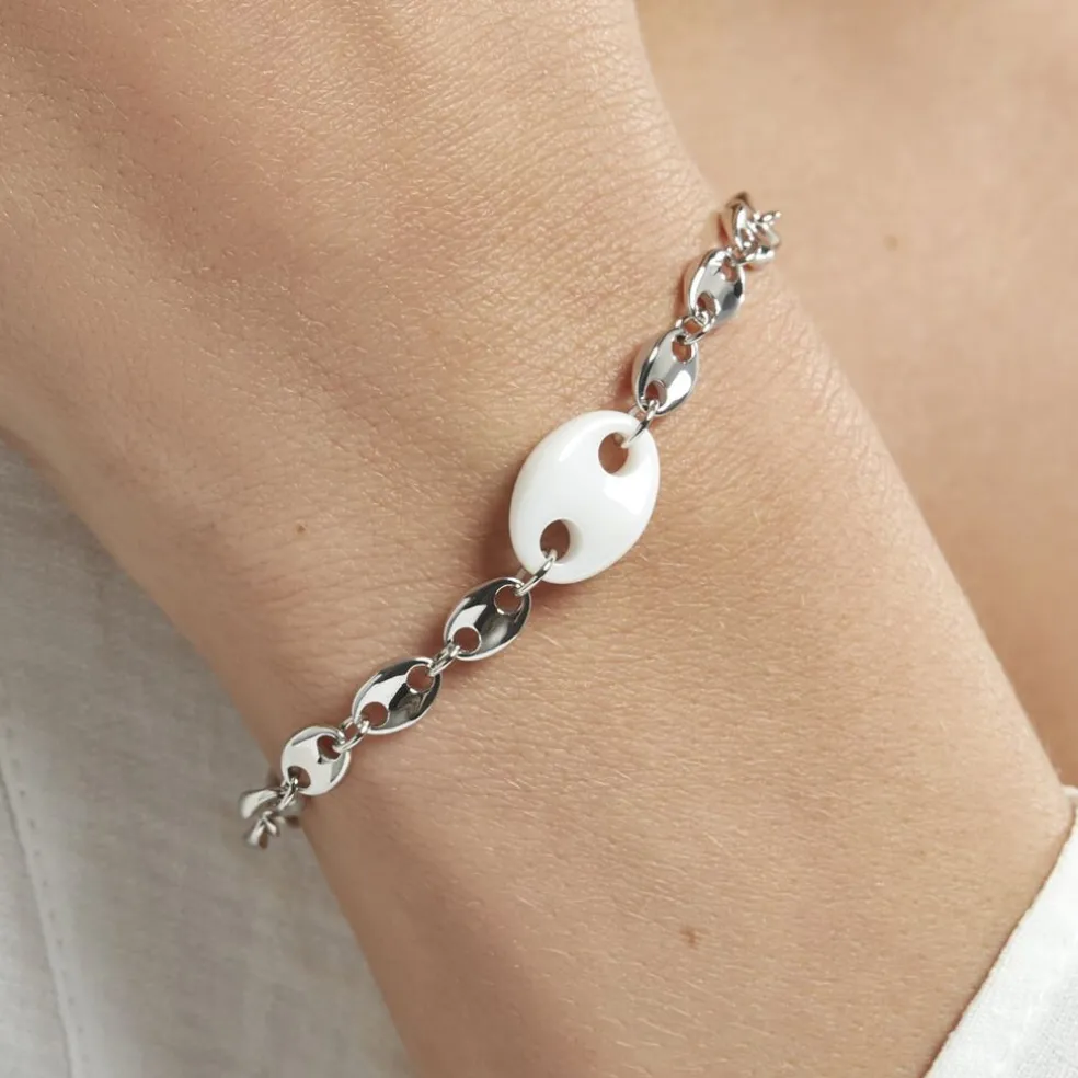 Bracelet Ashoka Argent Blanc Céramique