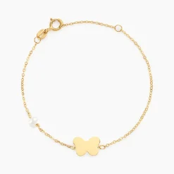Bracelet Aurida Papillon Or Jaune Perle De Culture