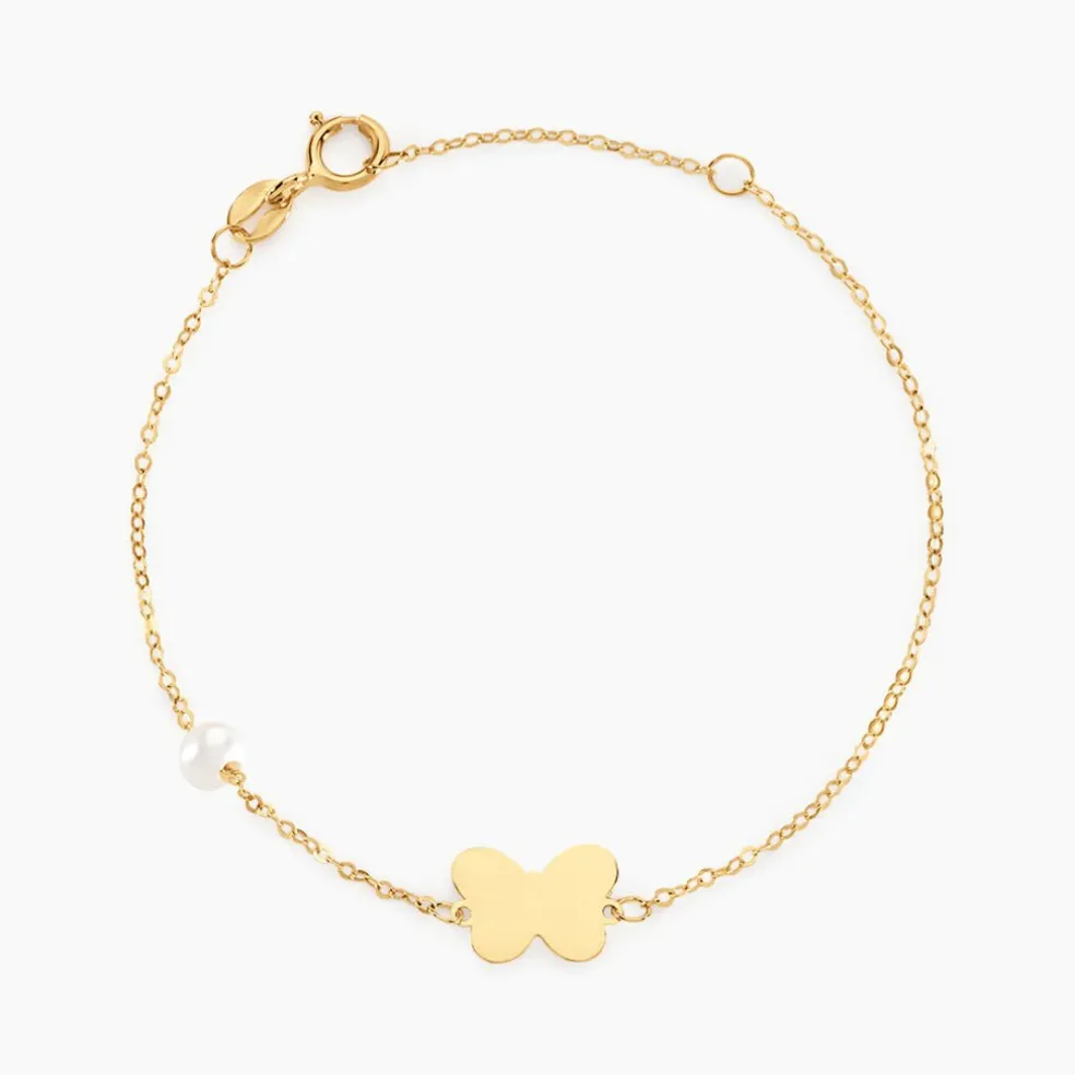 Bracelet Aurida Papillon Or Jaune Perle De Culture