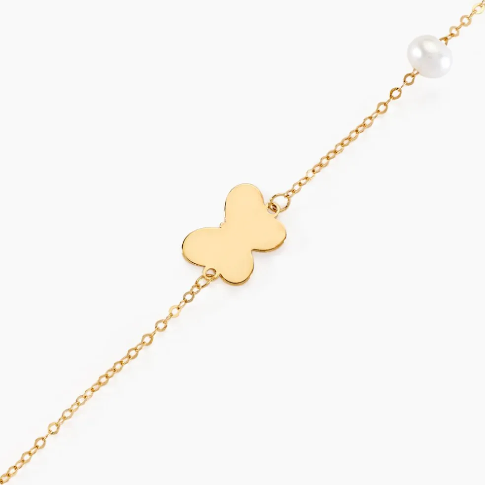 Bracelet Aurida Papillon Or Jaune Perle De Culture