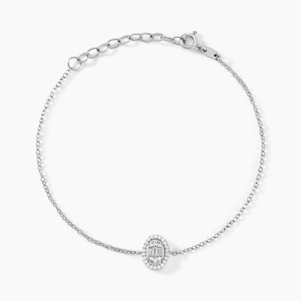 Bracelet Baroque Party Argent Blanc Oxyde De Zirconium